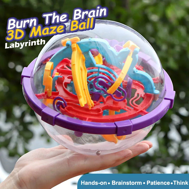 100 Bola mágica de intelecto 3D quebra-cabeça Bola labirinto esfera globo brinquedos
