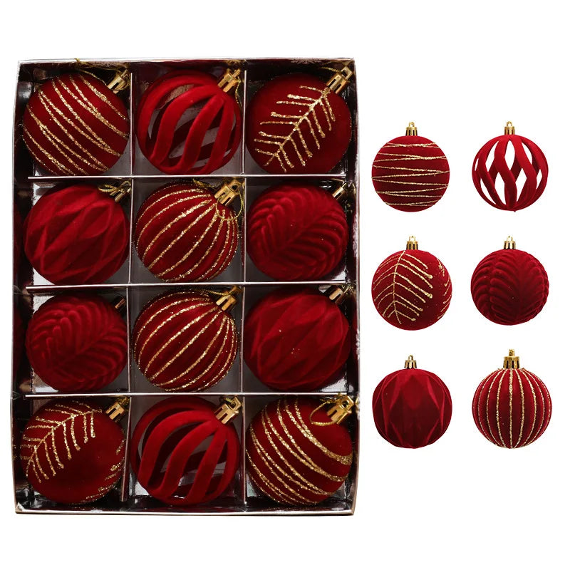 12 pçs 6cm vinho vermelho bola de natal ornamentos árvore de natal decoração de festa de ano novo esferas
