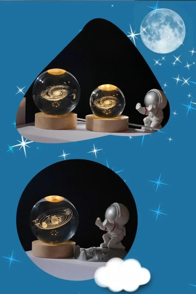 Sistema solar 3D bola de cristal luminosa saturno planetas esfera de vidro bolas decorativas