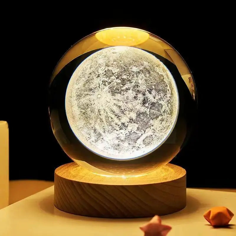 Lua galáxia bola de cristal bonito dos desenhos animados esferas de cristal luz 3D