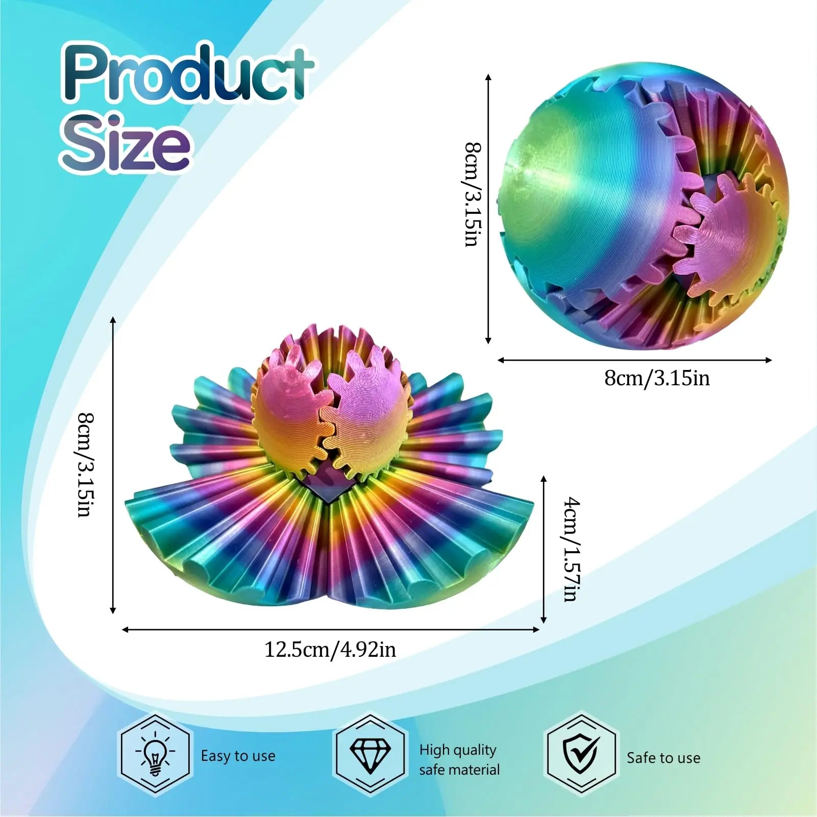 Nova engrenagem Ball-3D impressa bola de engrenagem, bola de rotação