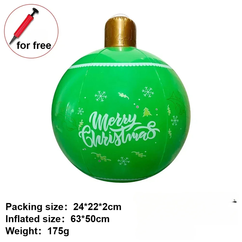 1 pçs 60cm grandes bolas de natal pvc bolas de plástico infláveis gigantes de árvore de natal