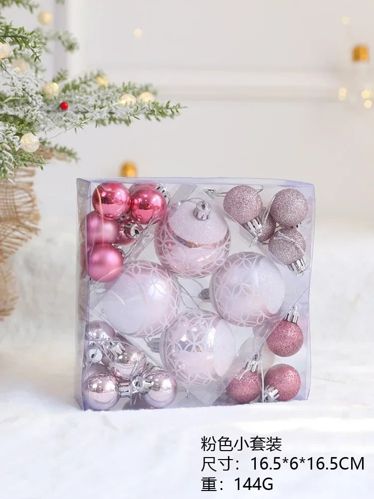 Rosa bola de natal decoração árvore de natal pendurado pingente bola de plástico