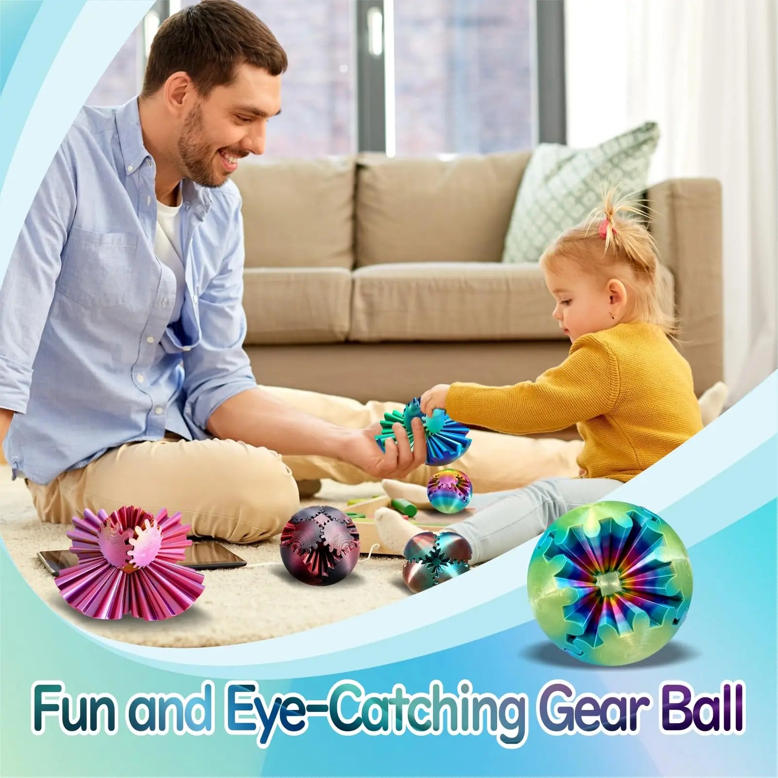 Nova engrenagem Ball-3D impressa bola de engrenagem, bola de rotação