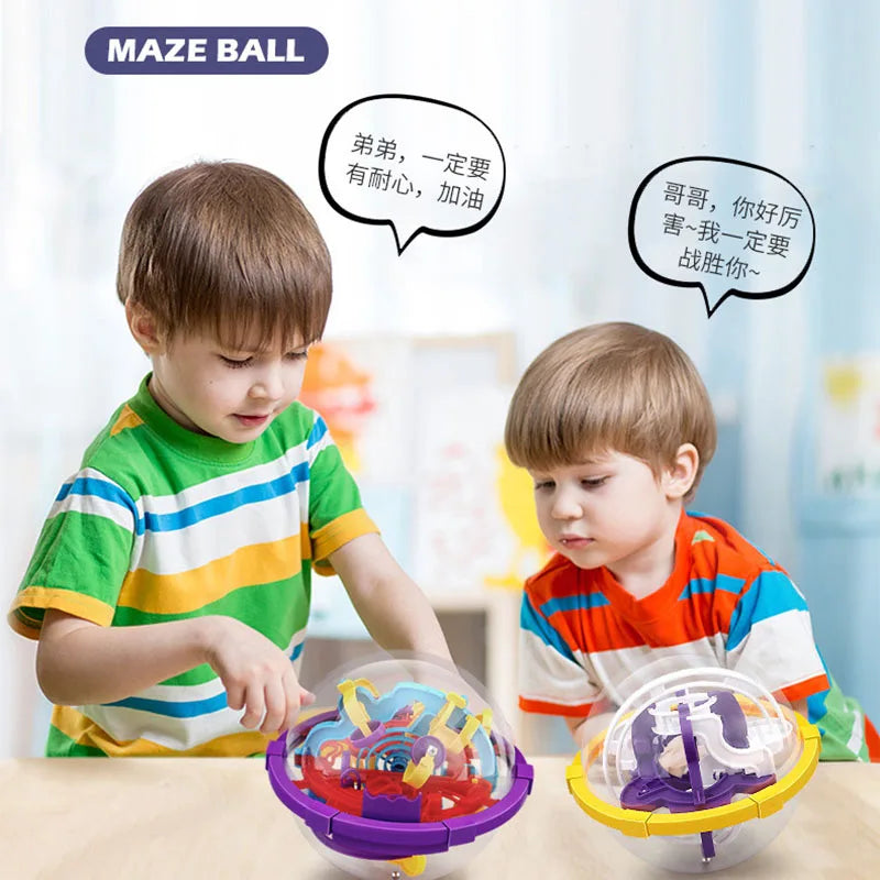 100 Bola mágica de intelecto 3D quebra-cabeça Bola labirinto esfera globo brinquedos