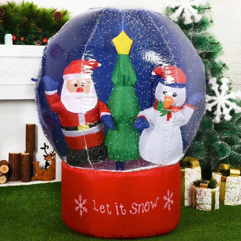 Globo de neve de natal inflável com luz led explodir boneco de neve