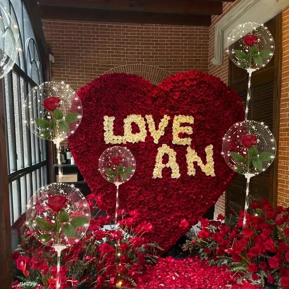 4 pçs Bola simulação rosa led luz corda decoração de casamento aniversário