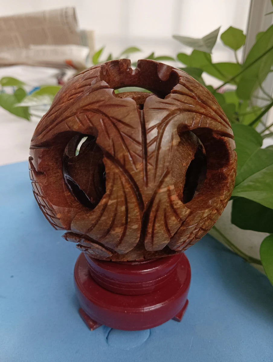 Decoração para casa vintage jade globo handwork esculpido 4 camadas esfera bola