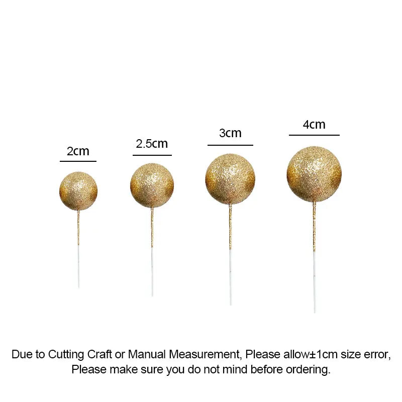Conjunto de bolas para topper de bolo, 20 peças, esferas de 2cm-4cm, festa de casamento