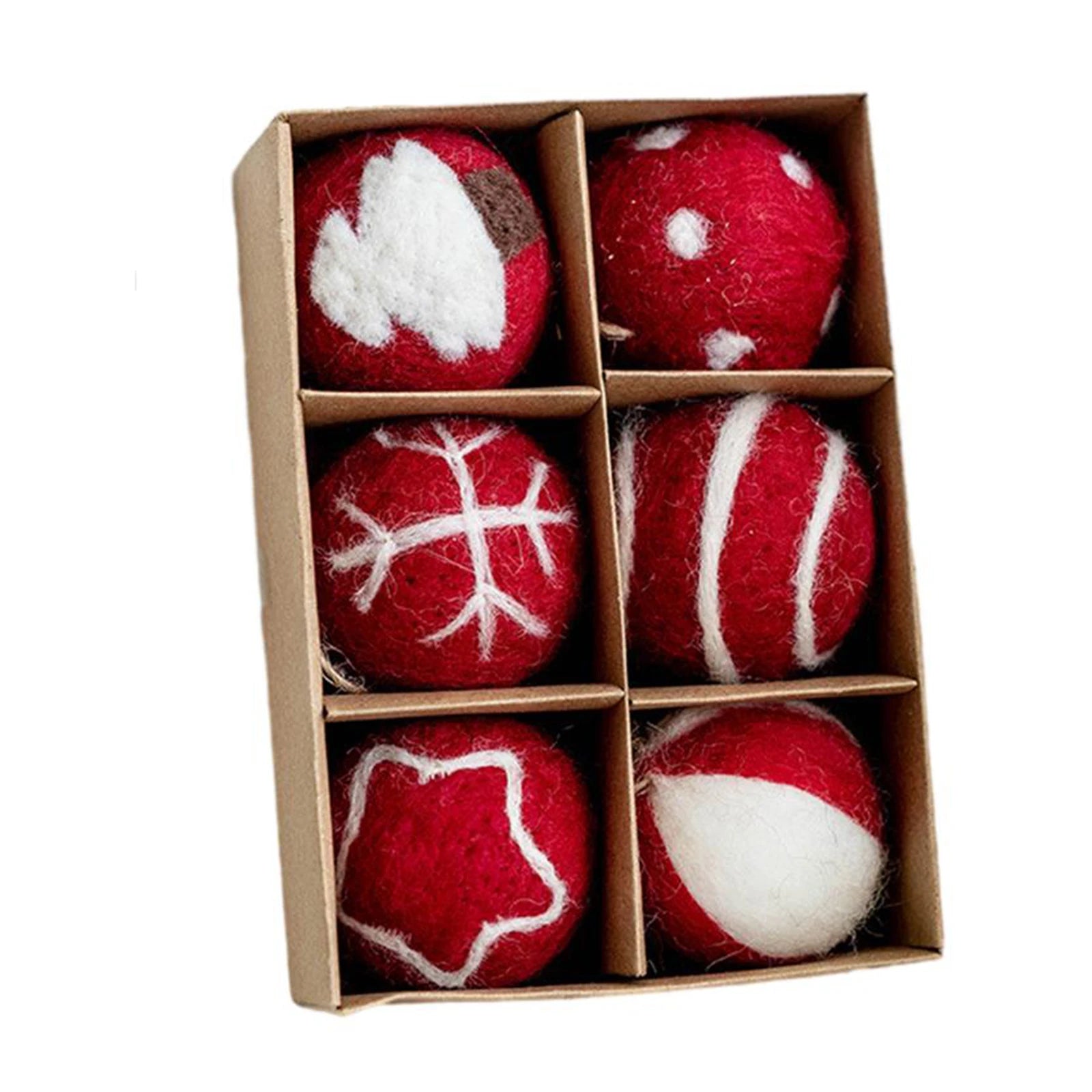6/36 pçs bolas de natal bola de feltro de lã globo de neve decorações de árvore