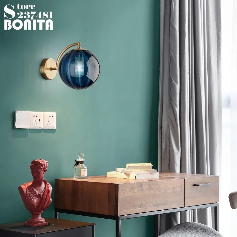 Globo lâmpada de parede multicolorido vidro bola redonda