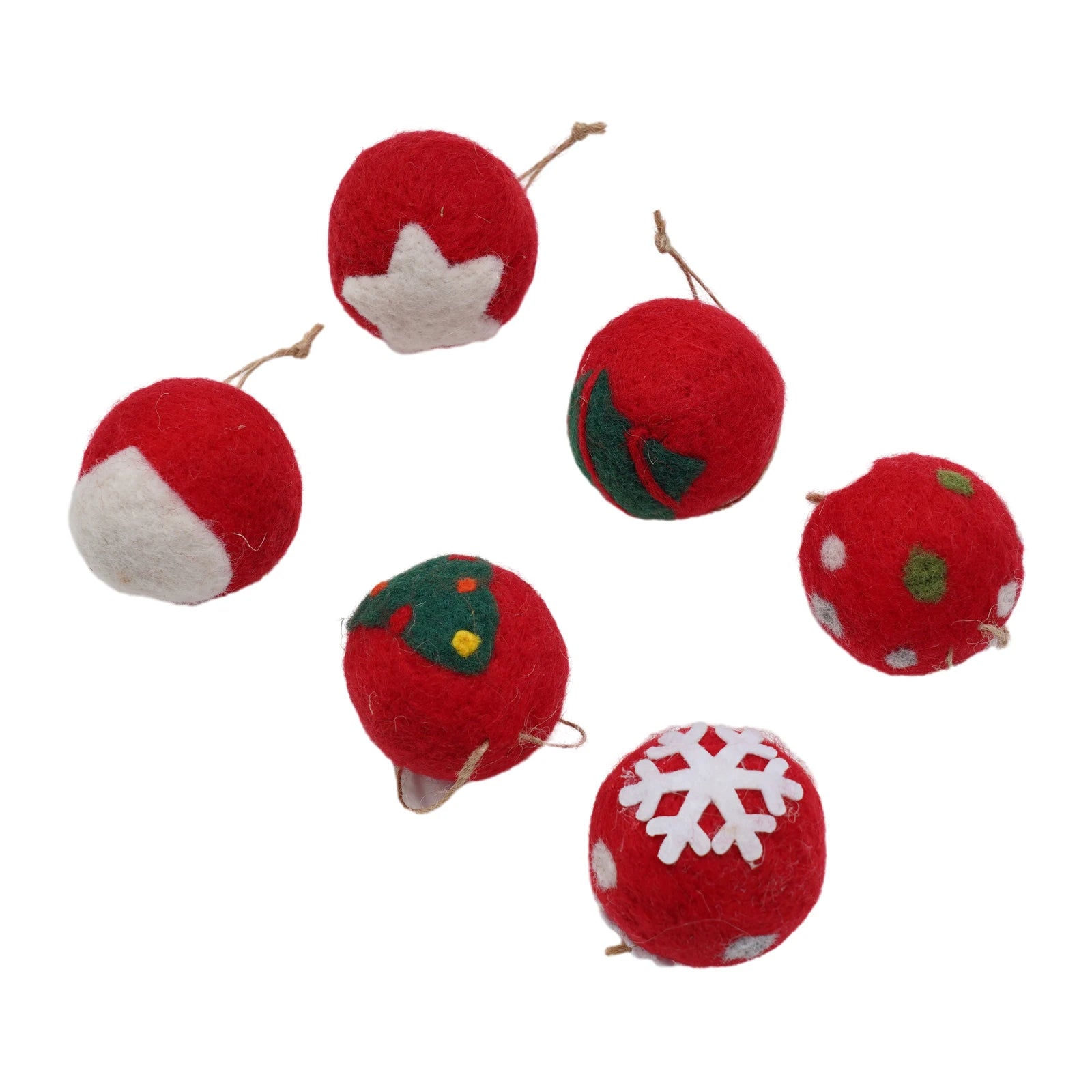 6/36 pçs bolas de natal bola de feltro de lã globo de neve decorações de árvore