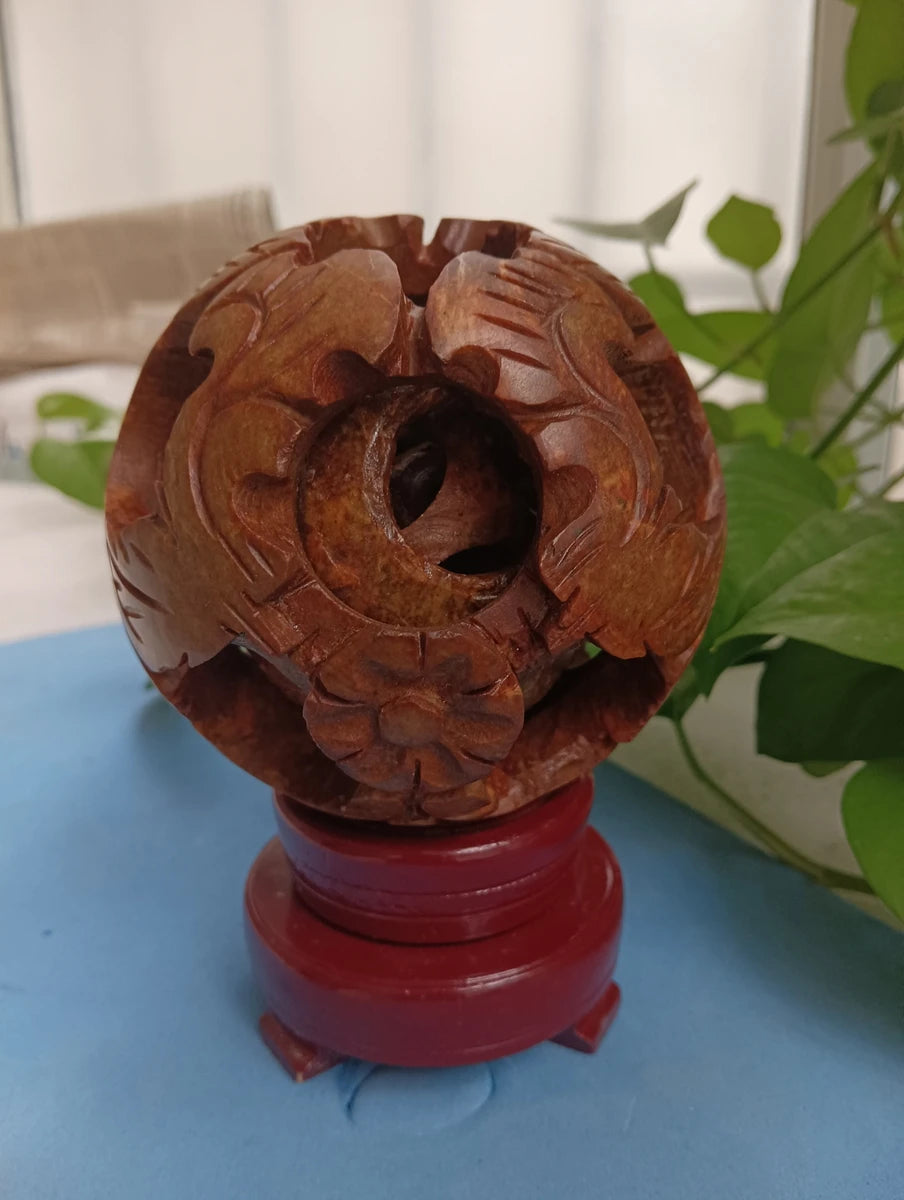 Decoração para casa vintage jade globo handwork esculpido 4 camadas esfera bola