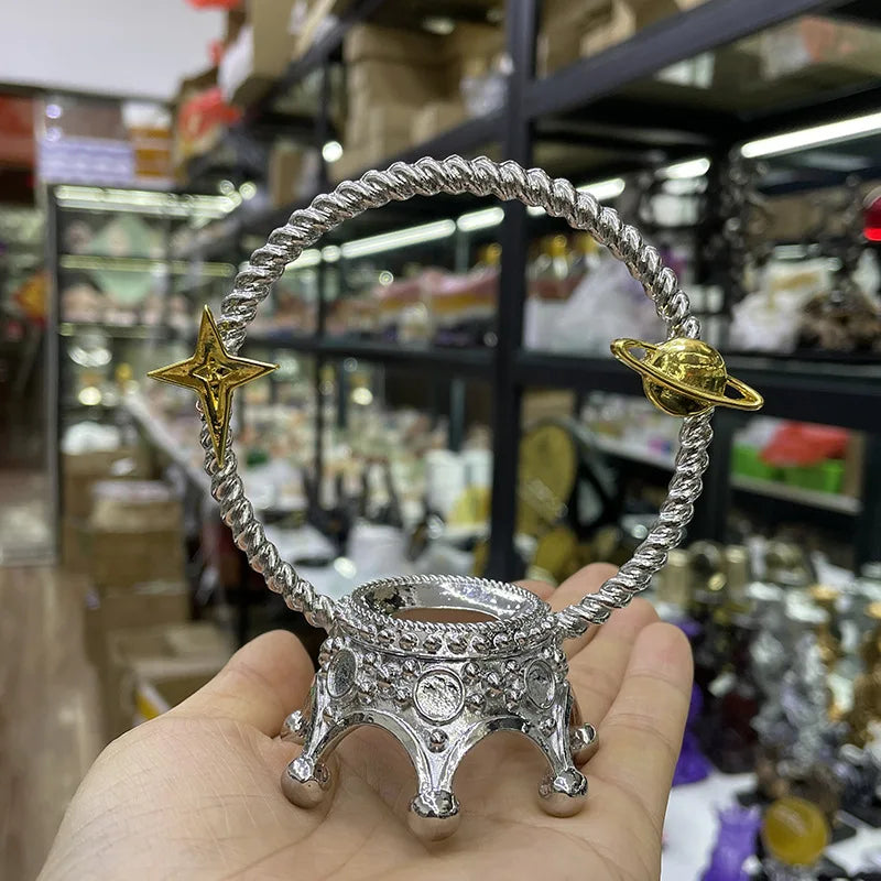 Estrela lua coroa metal bola de cristal titular esfera mágica