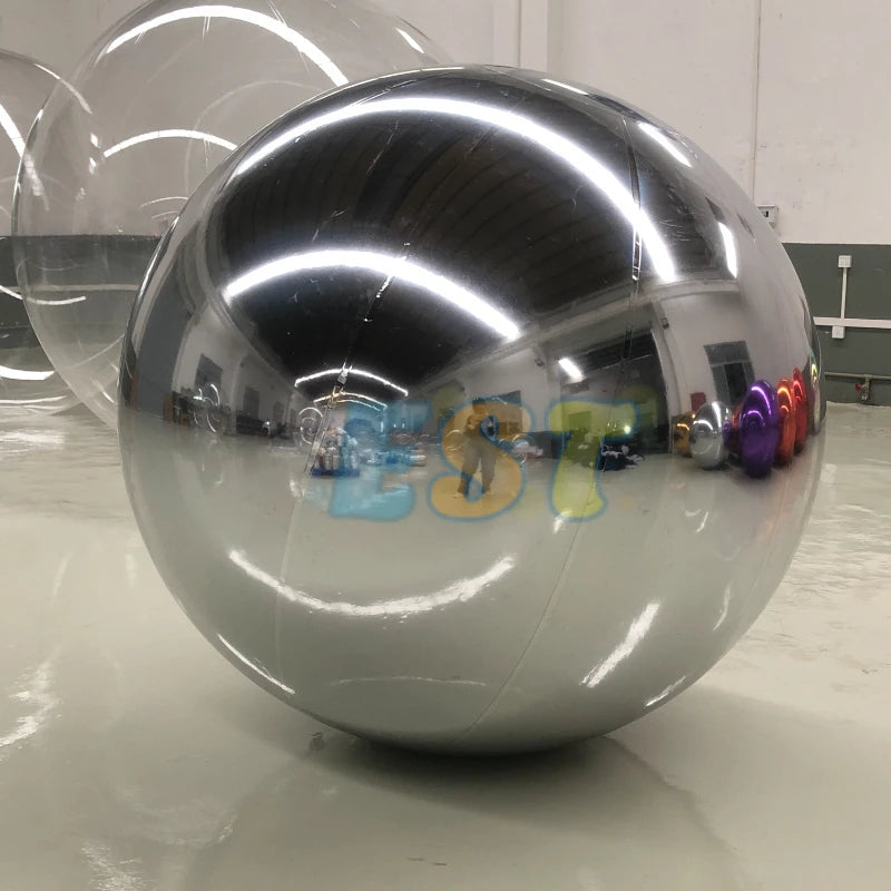Bola inflável de prata exterior gigante do espelho para a decoração da festa