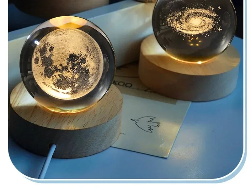 Lua galáxia bola de cristal bonito dos desenhos animados esferas de cristal luz 3D