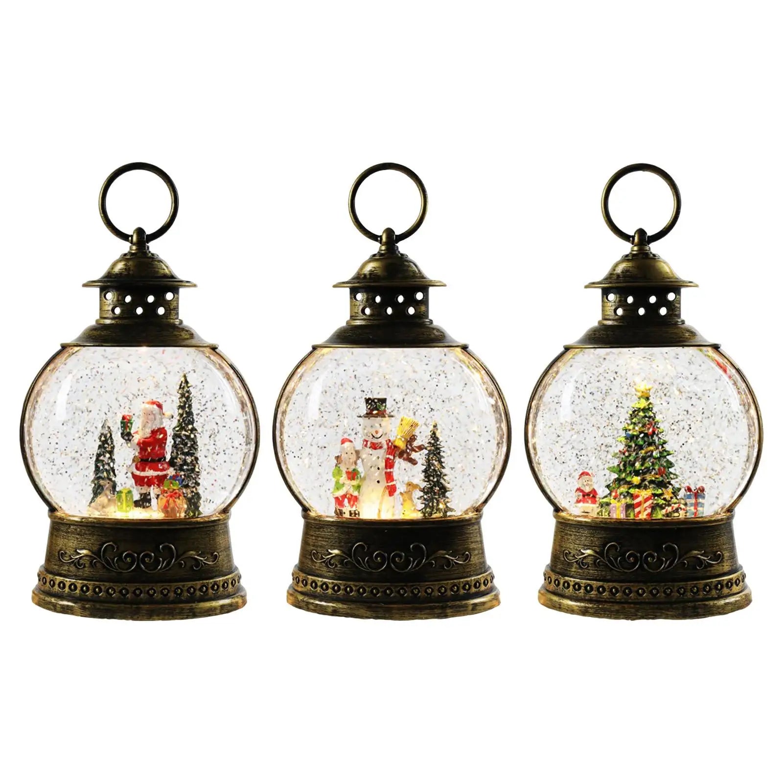 Natal ilumina acima globo de neve lanterna caixa de música ornamento artesanato