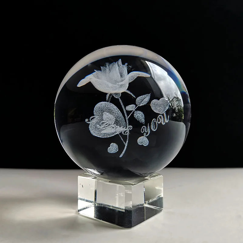 Bola de cristal 3d laser gravado esfera de vidro 60cm