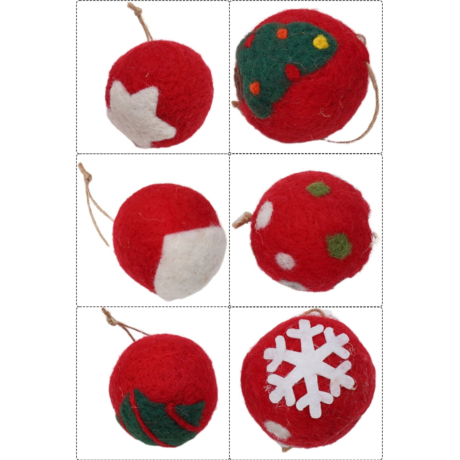 6/36 pçs bolas de natal bola de feltro de lã globo de neve decorações de árvore