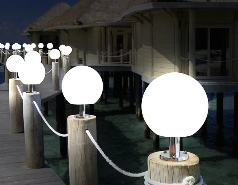 Luminária resort led bola luminosa jardim 20cm 30cm 40cm