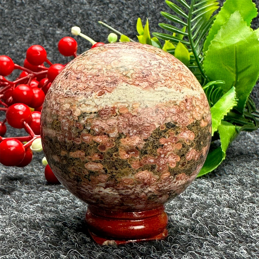 Bola de pedra com estampa de leopardo natural, esfera reiki para decoração de casa