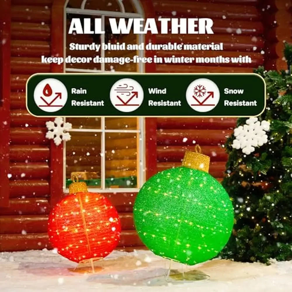 Conjunto de enfeites de natal iluminados ao ar livre com 180 luzes LED 8 funções pop-up grandes decorações de bola