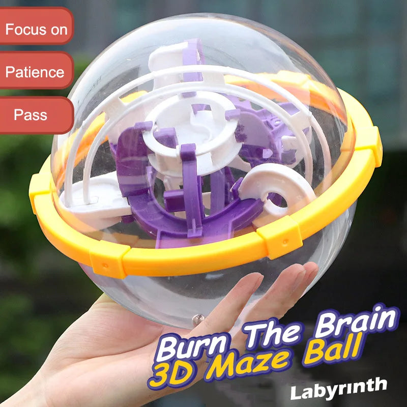 100 Bola mágica de intelecto 3D quebra-cabeça Bola labirinto esfera globo brinquedos