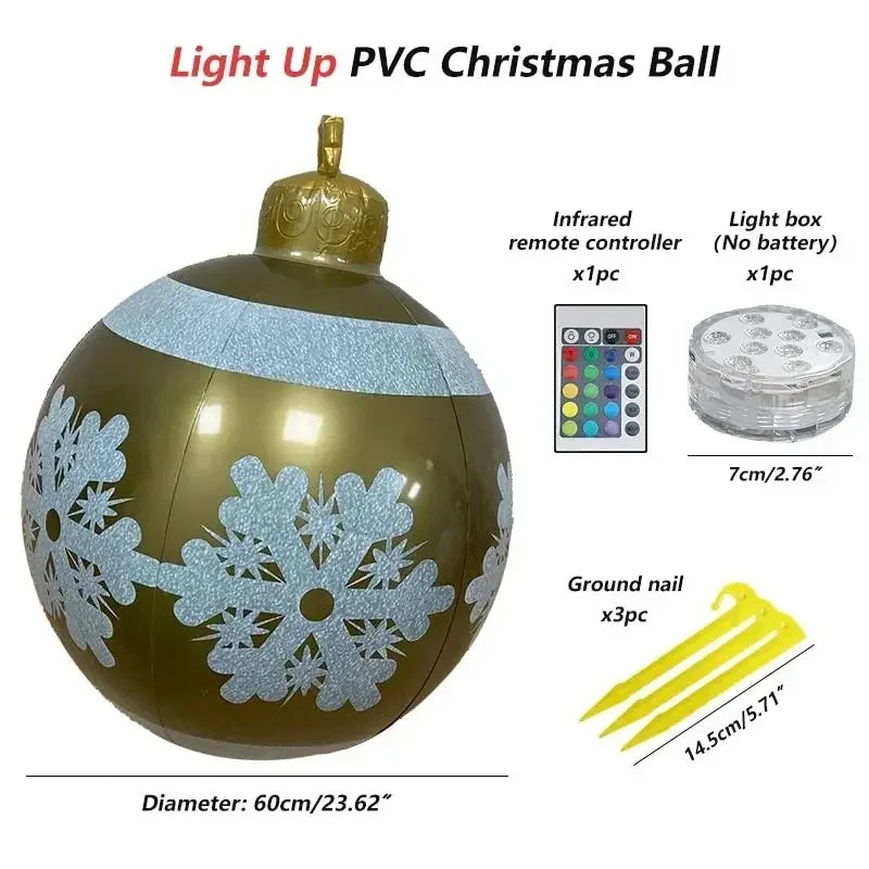 bola de natal inflável decorado feita pvc gigante luminoso led decorações de árvore 60cm