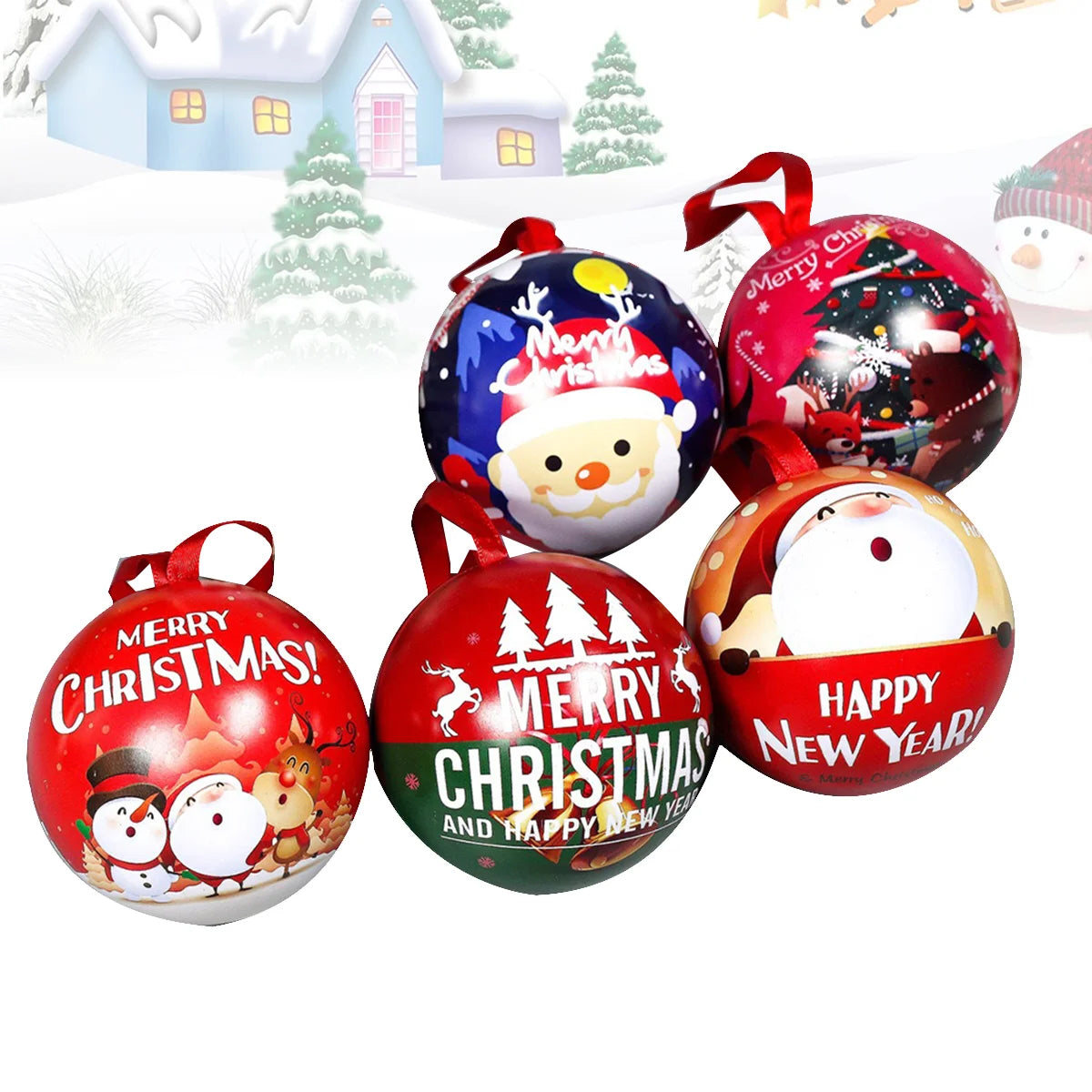 5 Pcs Caixas de Presente de Natal Folha de Flandres , Bola Decorações de Árvore