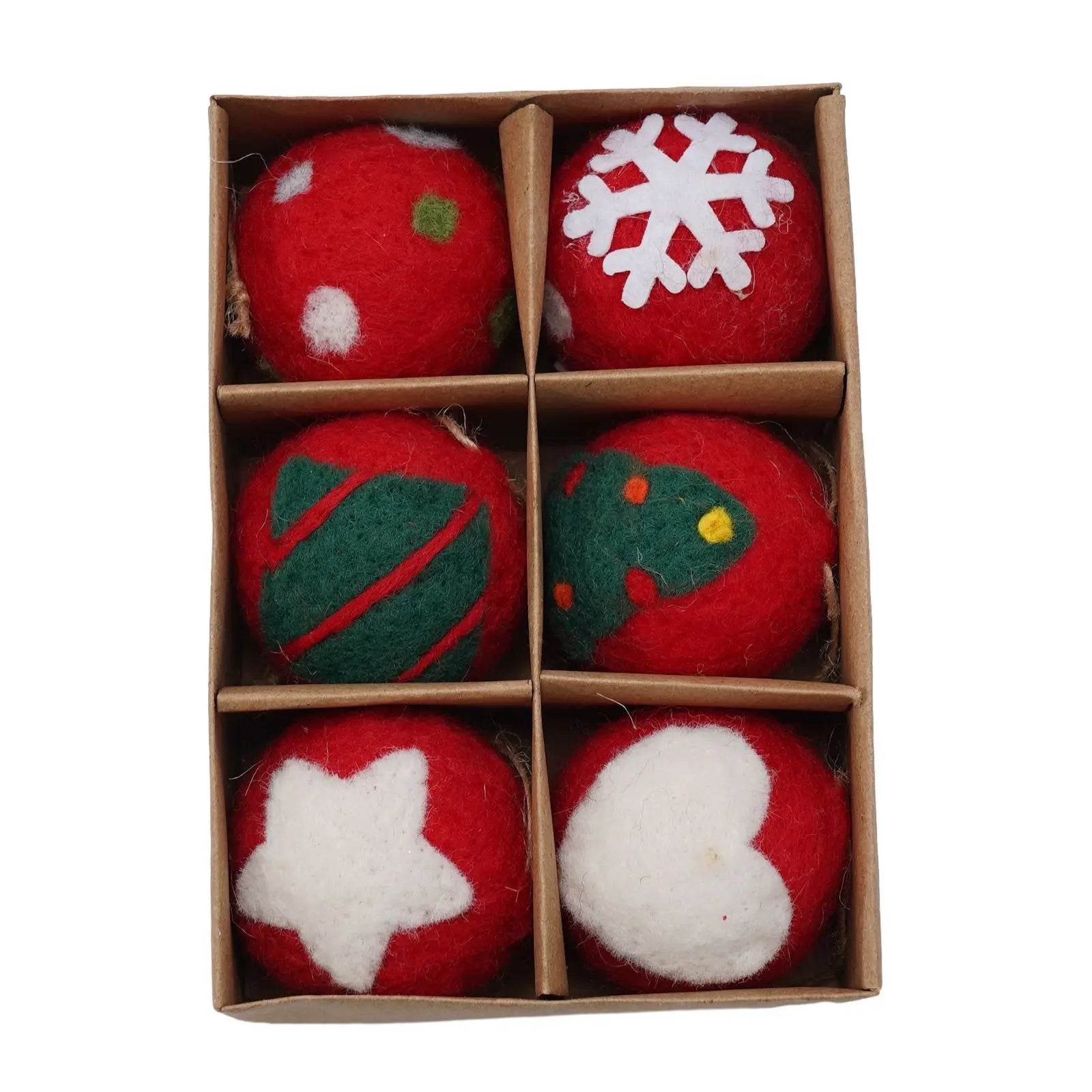 6/36 pçs bolas de natal bola de feltro de lã globo de neve decorações de árvore