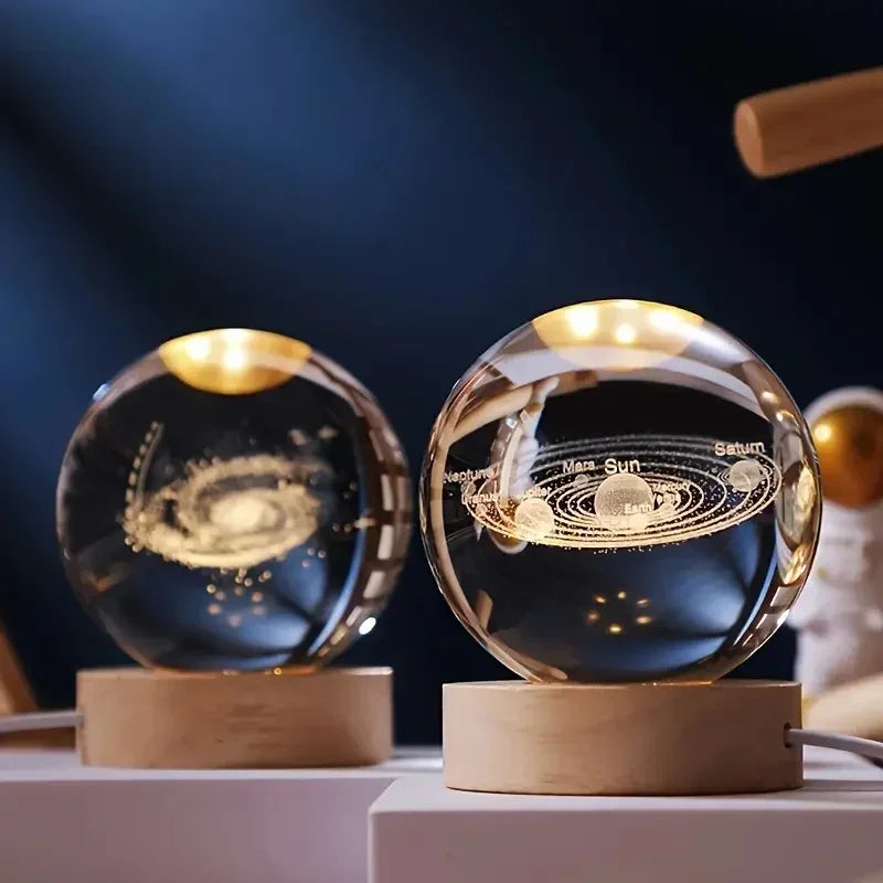 Sistema solar 3D bola de cristal luminosa saturno planetas esfera de vidro bolas decorativas