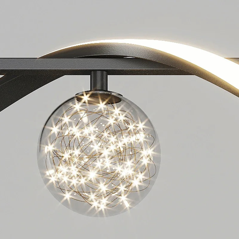 Bola de vidro led luzes pingente regulável para sala estar escritório mesas