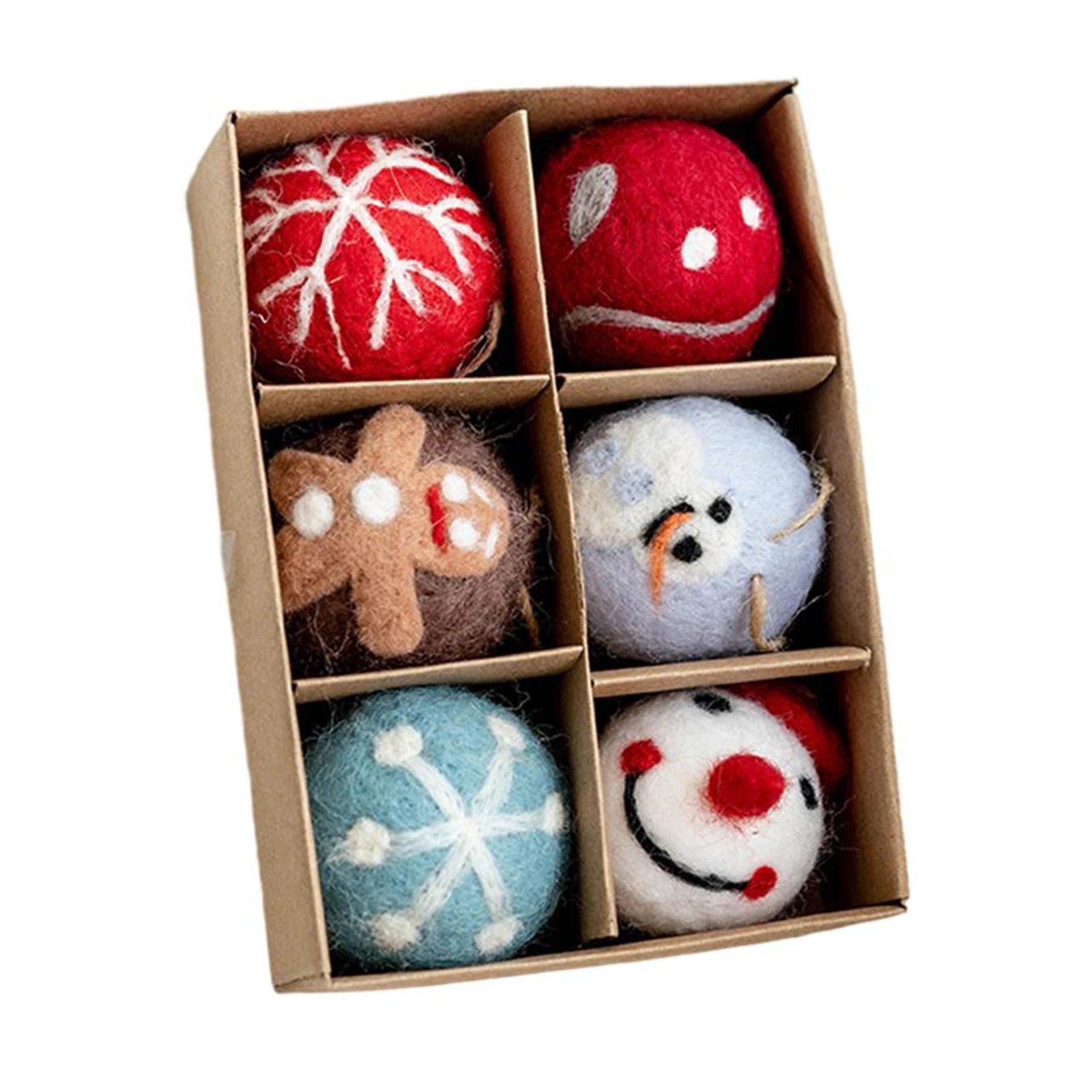 6/36 pçs bolas de natal bola de feltro de lã globo de neve decorações de árvore