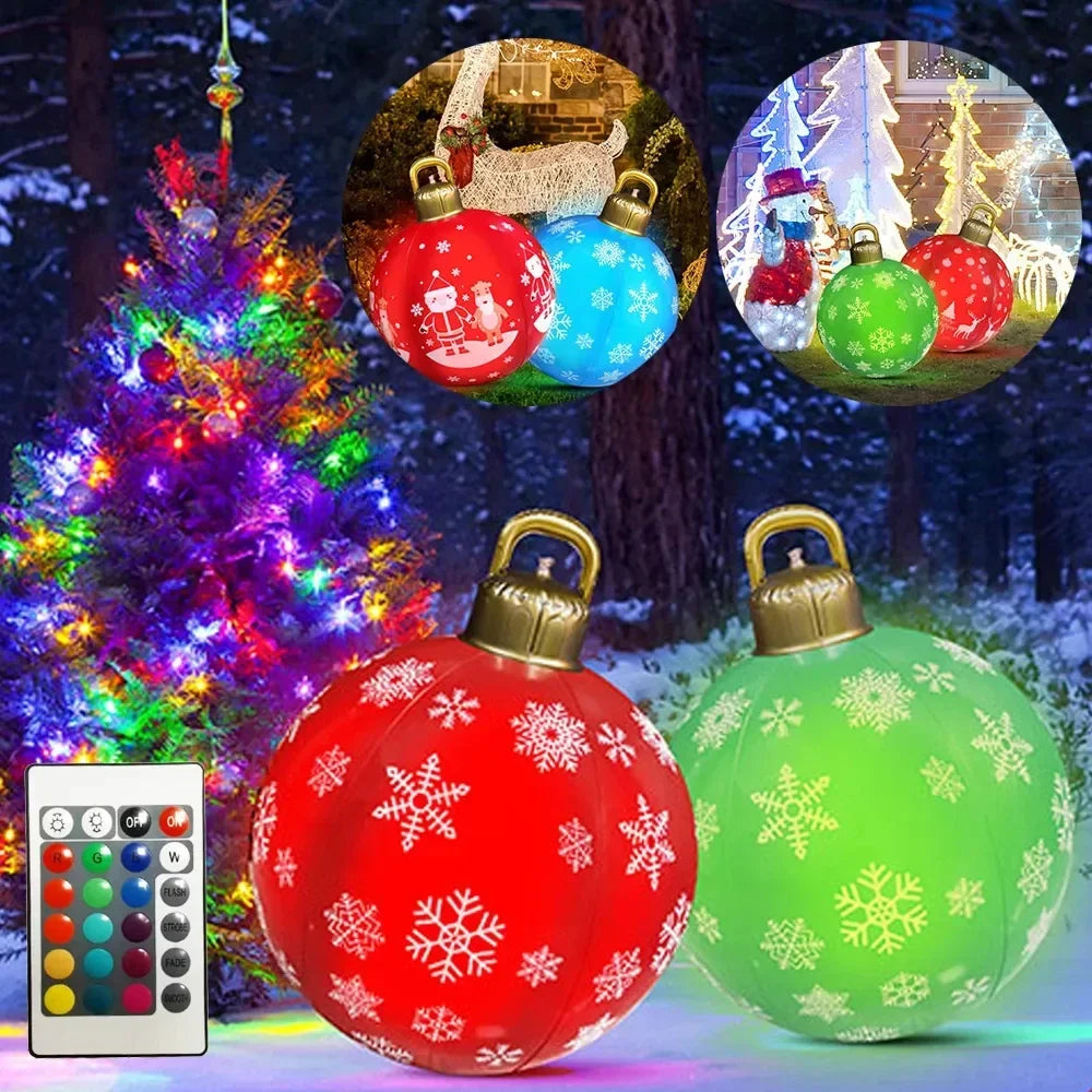 bola de natal inflável decorado feita pvc gigante luminoso led decorações de árvore 60cm
