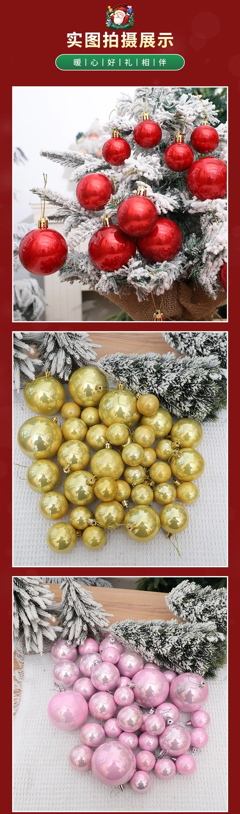 Enfeites de bola de natal 4-8cm 36 peças, luz pérola, árvore de natal, decoração de festa