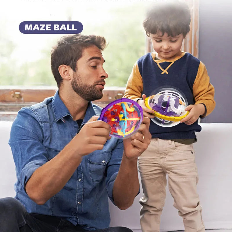 100 Bola mágica de intelecto 3D quebra-cabeça Bola labirinto esfera globo brinquedos