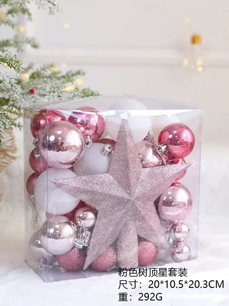 Rosa bola de natal decoração árvore de natal pendurado pingente bola de plástico