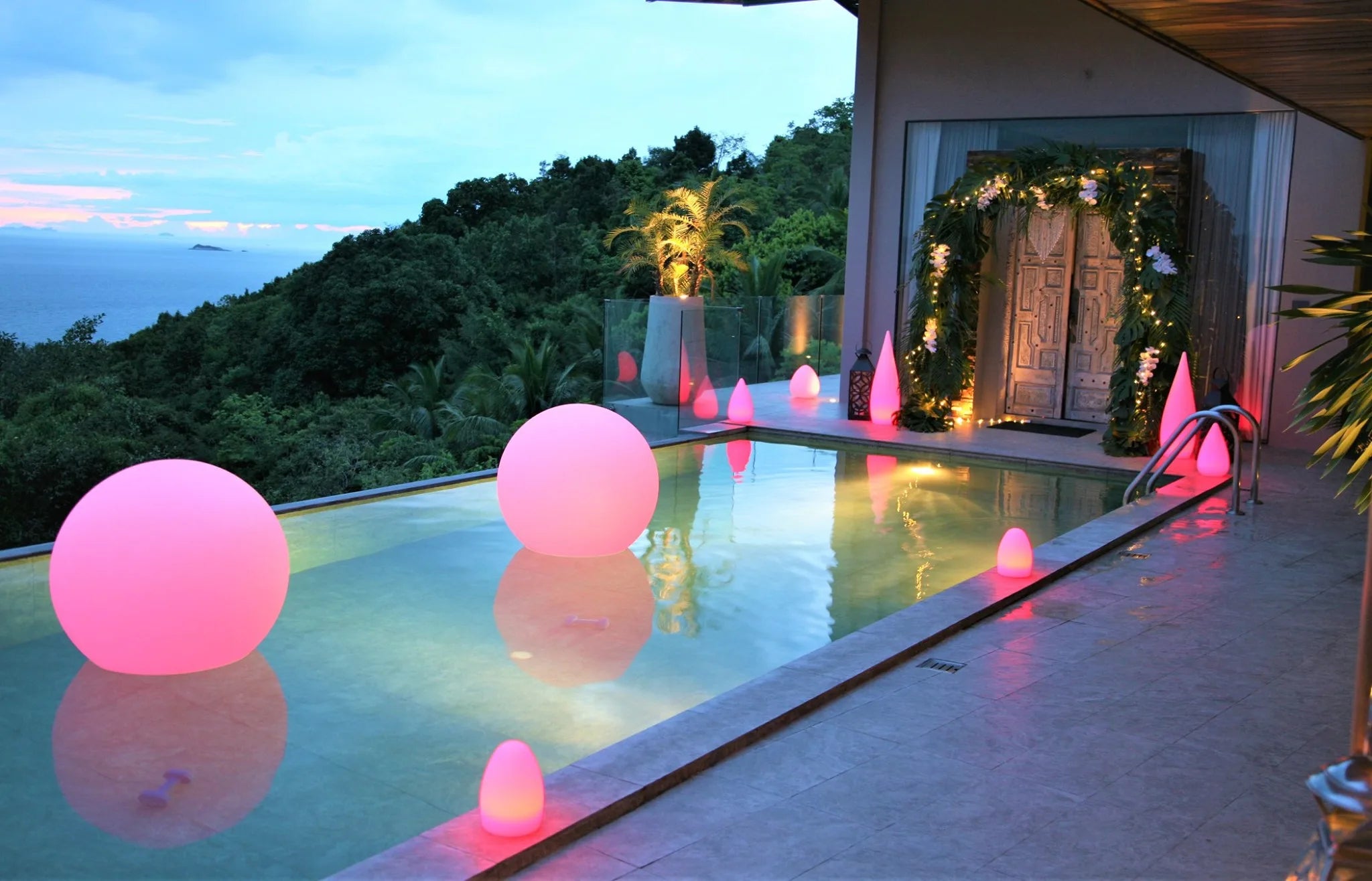 Luminária resort led bola luminosa jardim 20cm 30cm 40cm