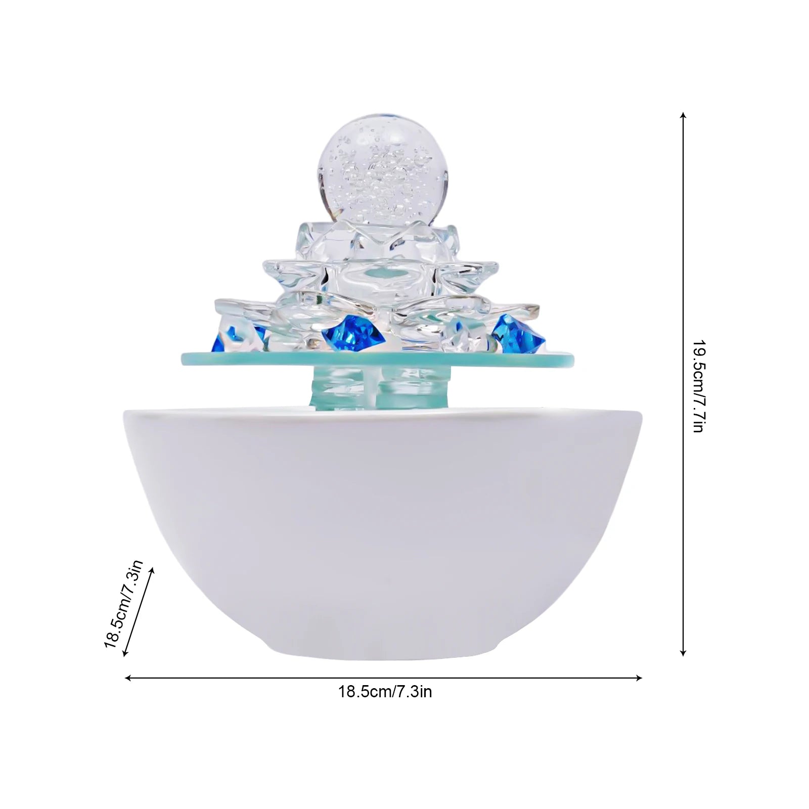 Cachoeira com bola de cristal interior recurso água luz led decoração para casa