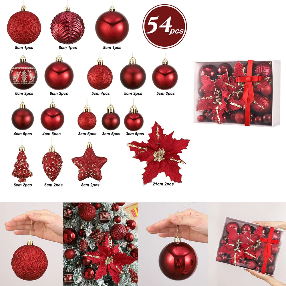 bola de natal ornamentos esferas 53/54 pçs 21cm