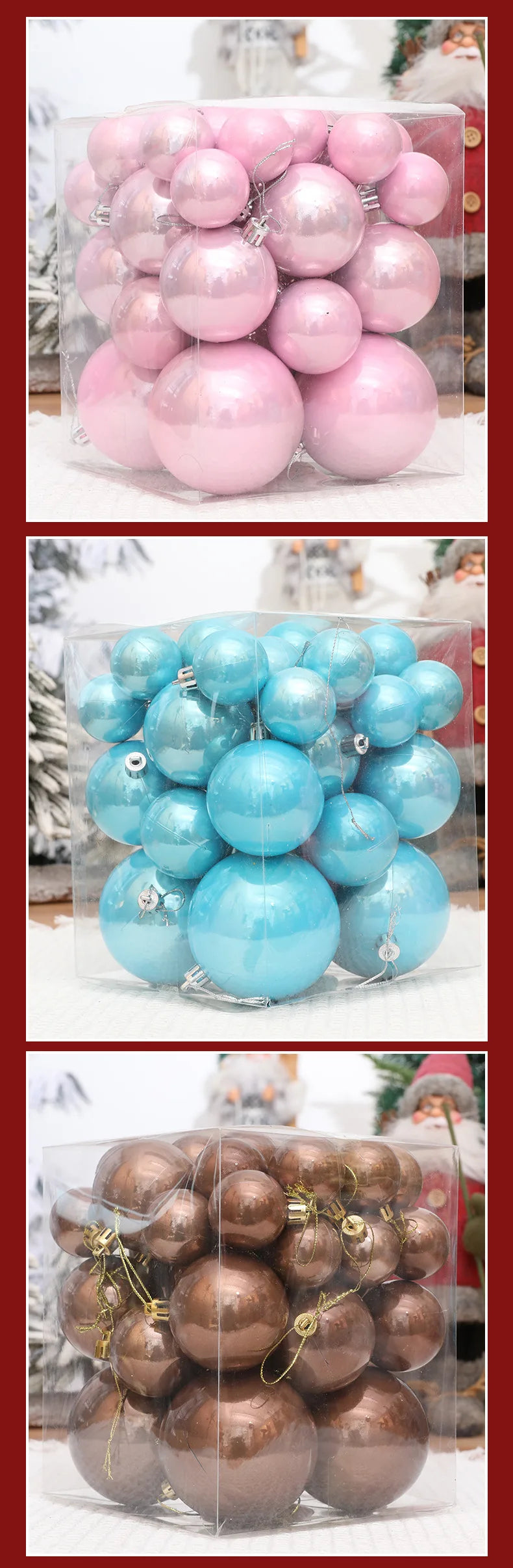 Enfeites de bola de natal 4-8cm 36 peças, luz pérola, árvore de natal, decoração de festa