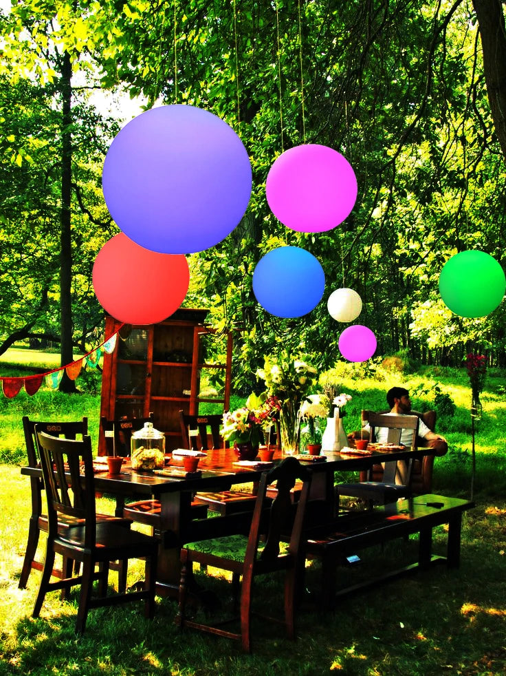 Luminária resort led bola luminosa jardim 20cm 30cm 40cm