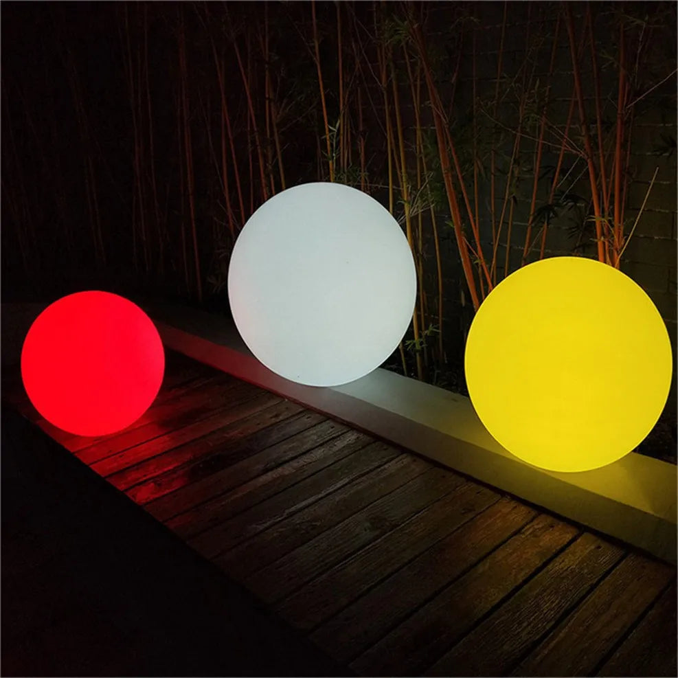 Luminária resort led bola luminosa jardim 20cm 30cm 40cm