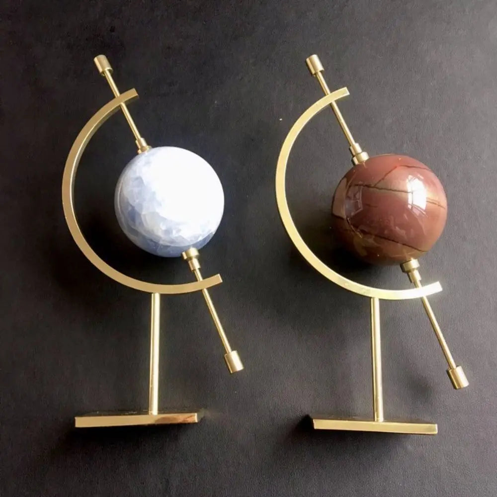 1 pçs esfera de cristal base metal globo forma ouro prata moda suporte