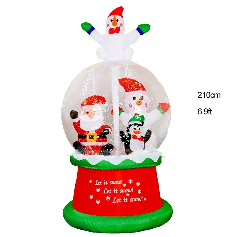 Globo de neve de natal inflável com luz led explodir boneco de neve