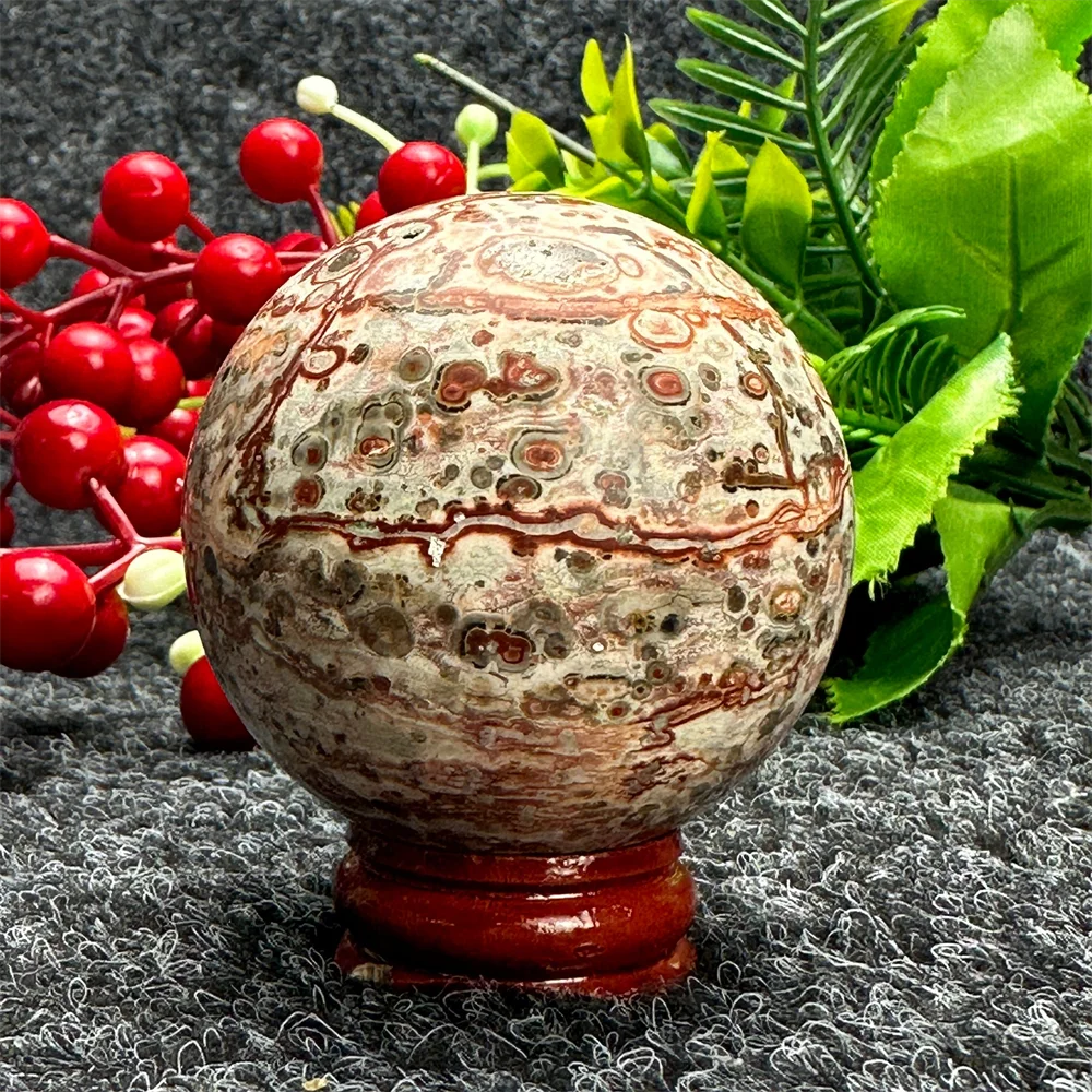 Bola de pedra com estampa de leopardo natural, esfera reiki para decoração de casa