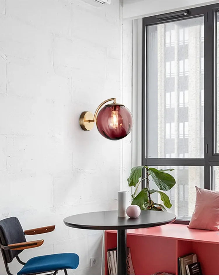 Globo lâmpada de parede multicolorido vidro bola redonda