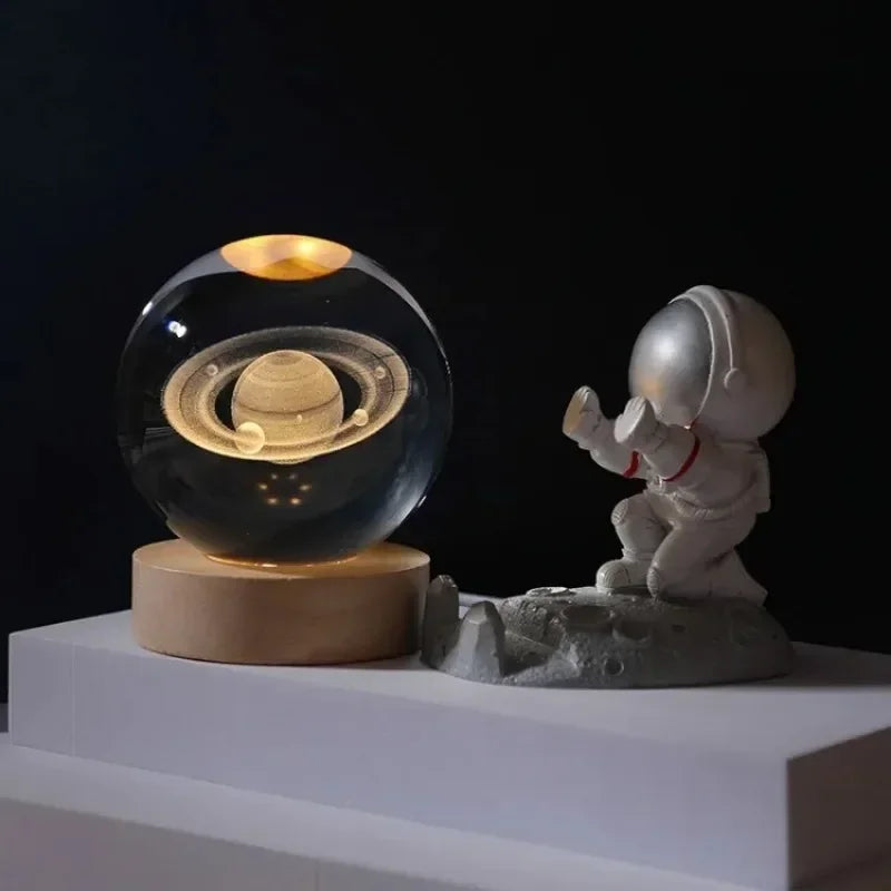 Sistema solar 3D bola de cristal luminosa saturno planetas esfera de vidro bolas decorativas
