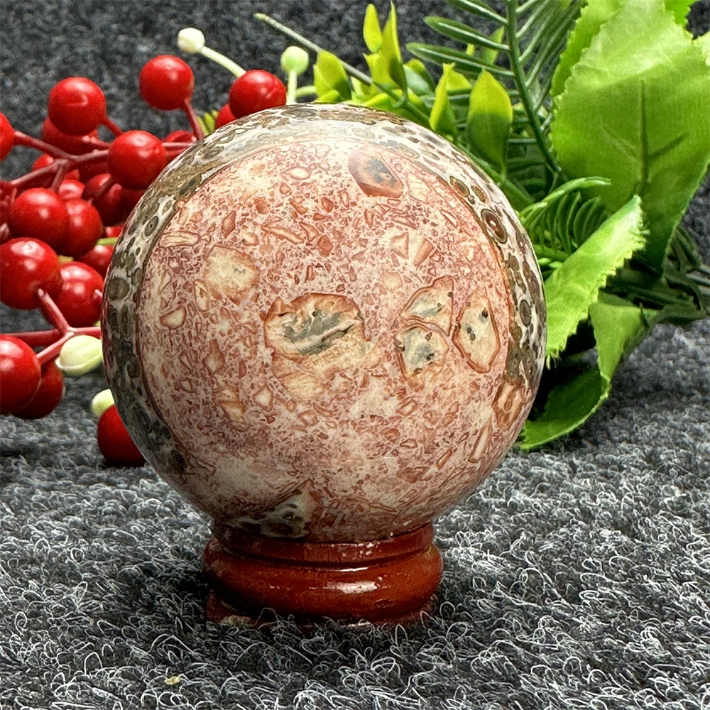 Bola de pedra com estampa de leopardo natural, esfera reiki para decoração de casa