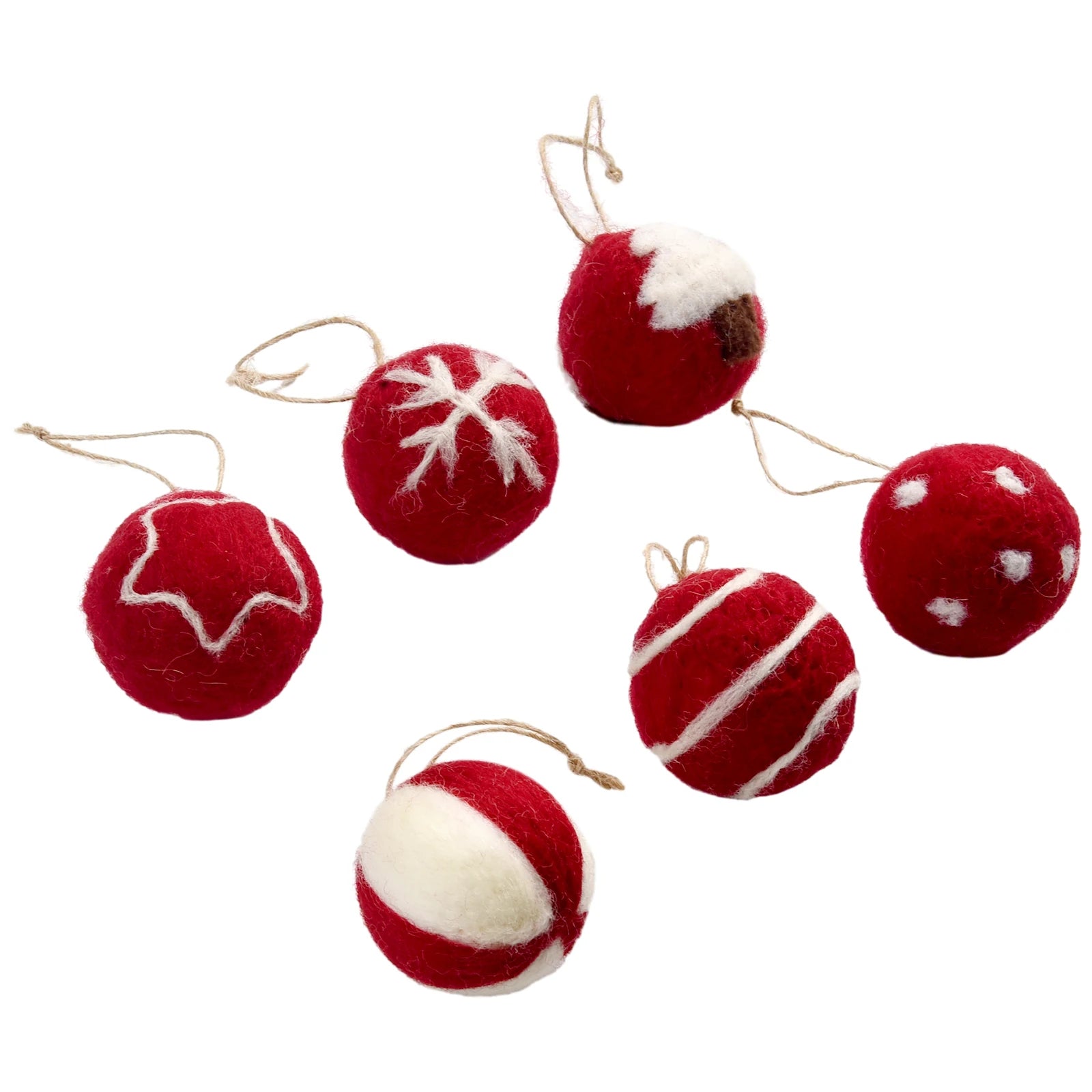 6/36 pçs bolas de natal bola de feltro de lã globo de neve decorações de árvore